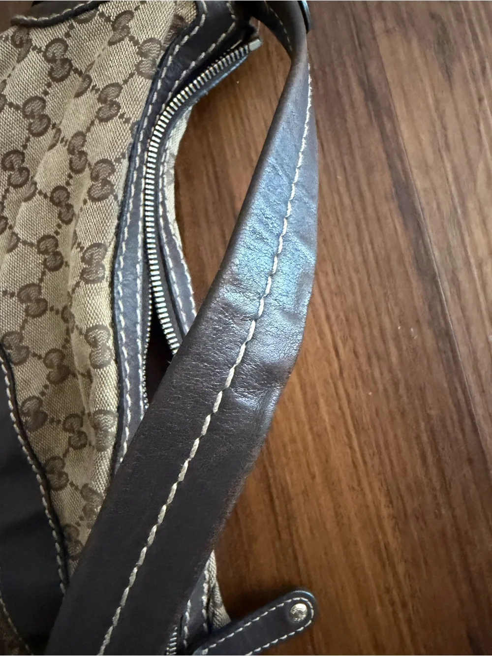 AUTHENTIC Gucci Jackie Large Vintage Brown Monogram Canvas Shoulder Bag